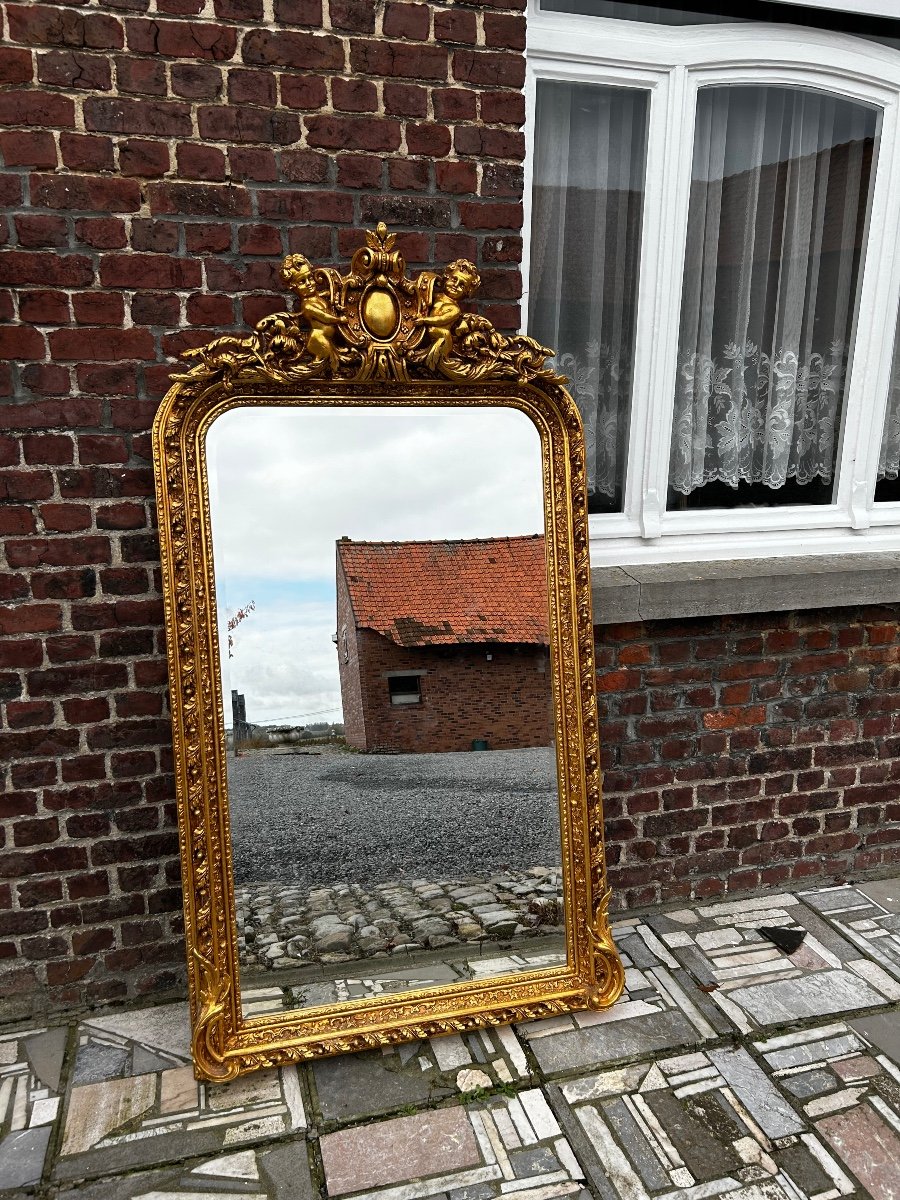 A Console With A Gilded Wooden Mirror 19th-20th Century -photo-4