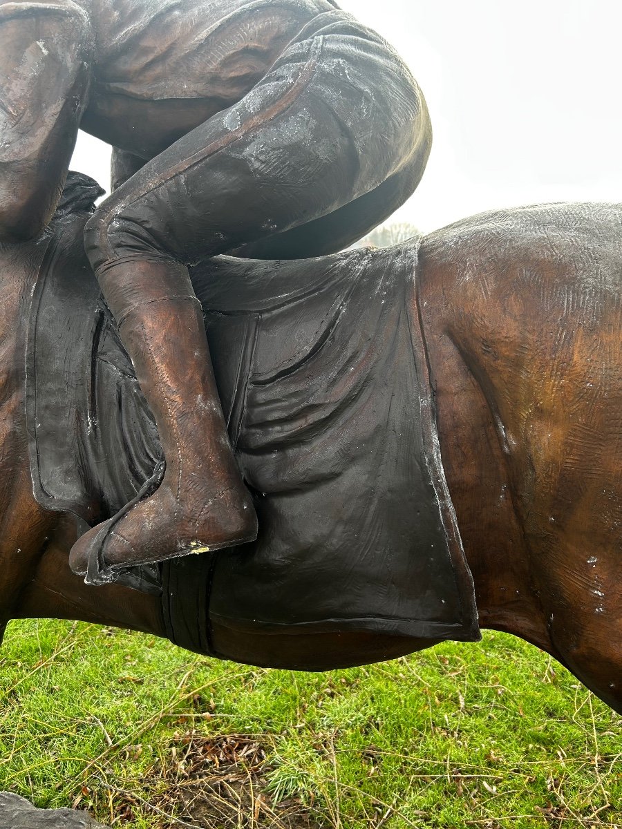  A 20th Century Bronze The Great Jockey Sig Ch Valton As A Mourner Patina-photo-3