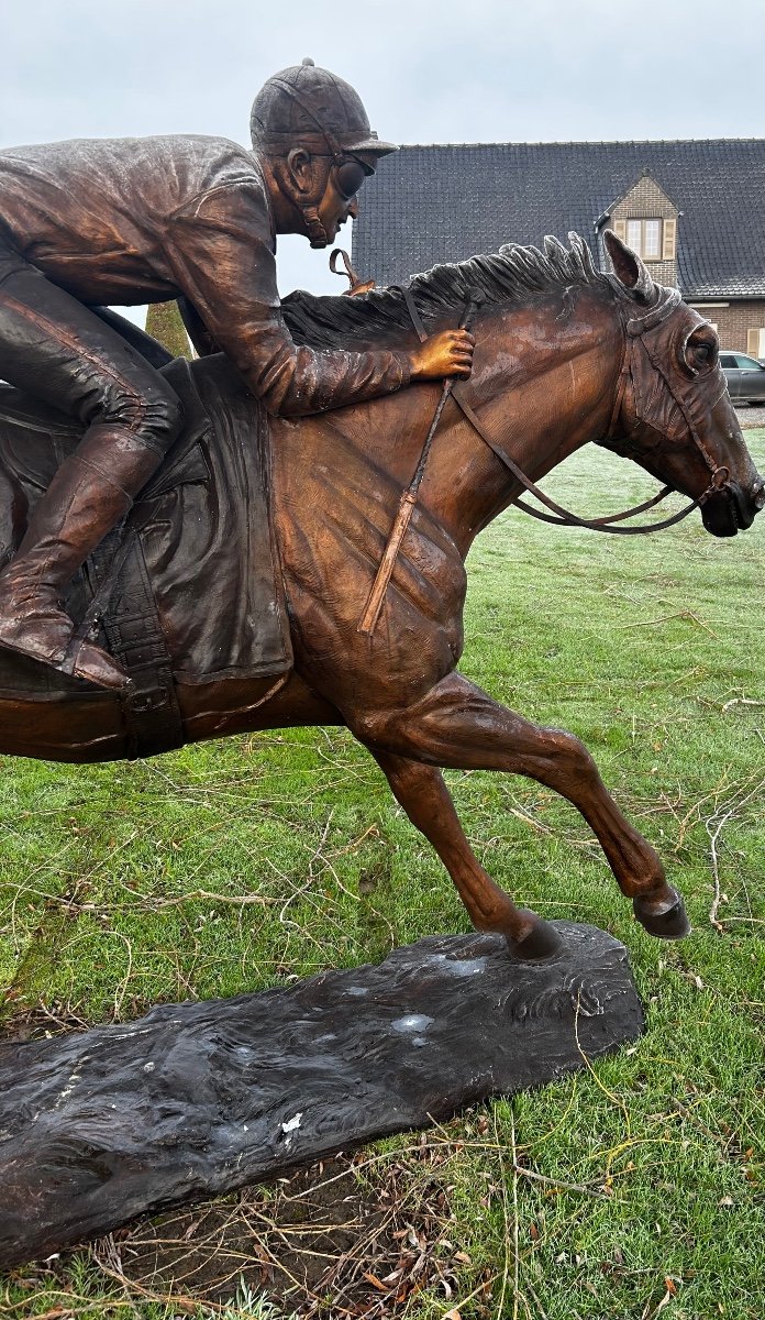  A 20th Century Bronze The Great Jockey Sig Ch Valton As A Mourner Patina-photo-1