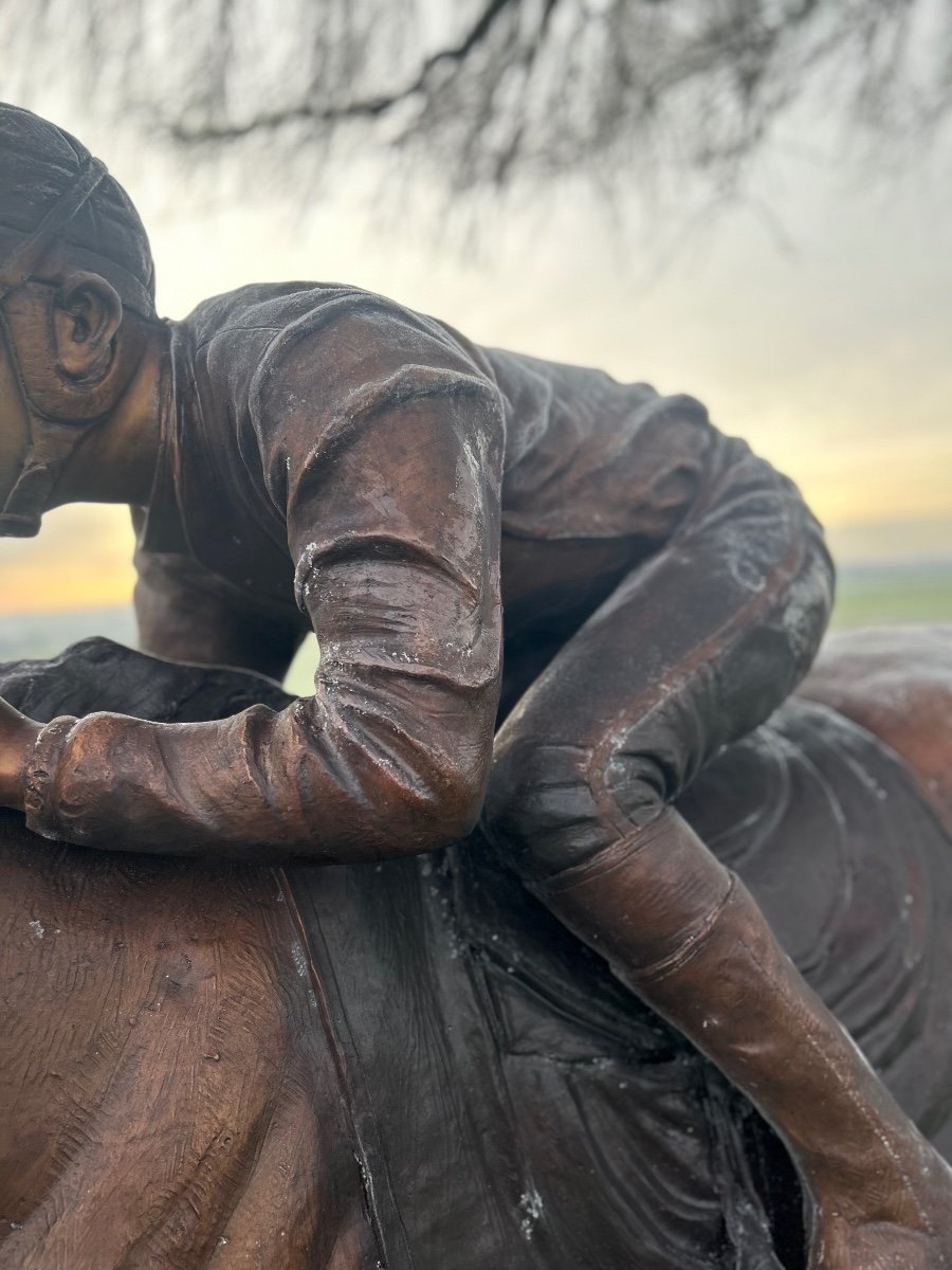  A 20th Century Bronze The Great Jockey Sig Ch Valton As A Mourner Patina-photo-4