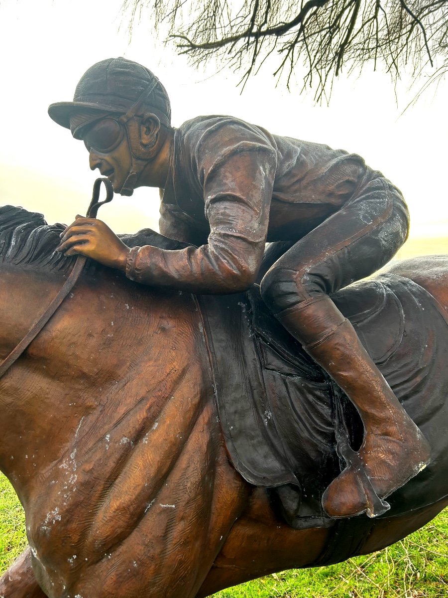  A 20th Century Bronze The Great Jockey Sig Ch Valton As A Mourner Patina-photo-5