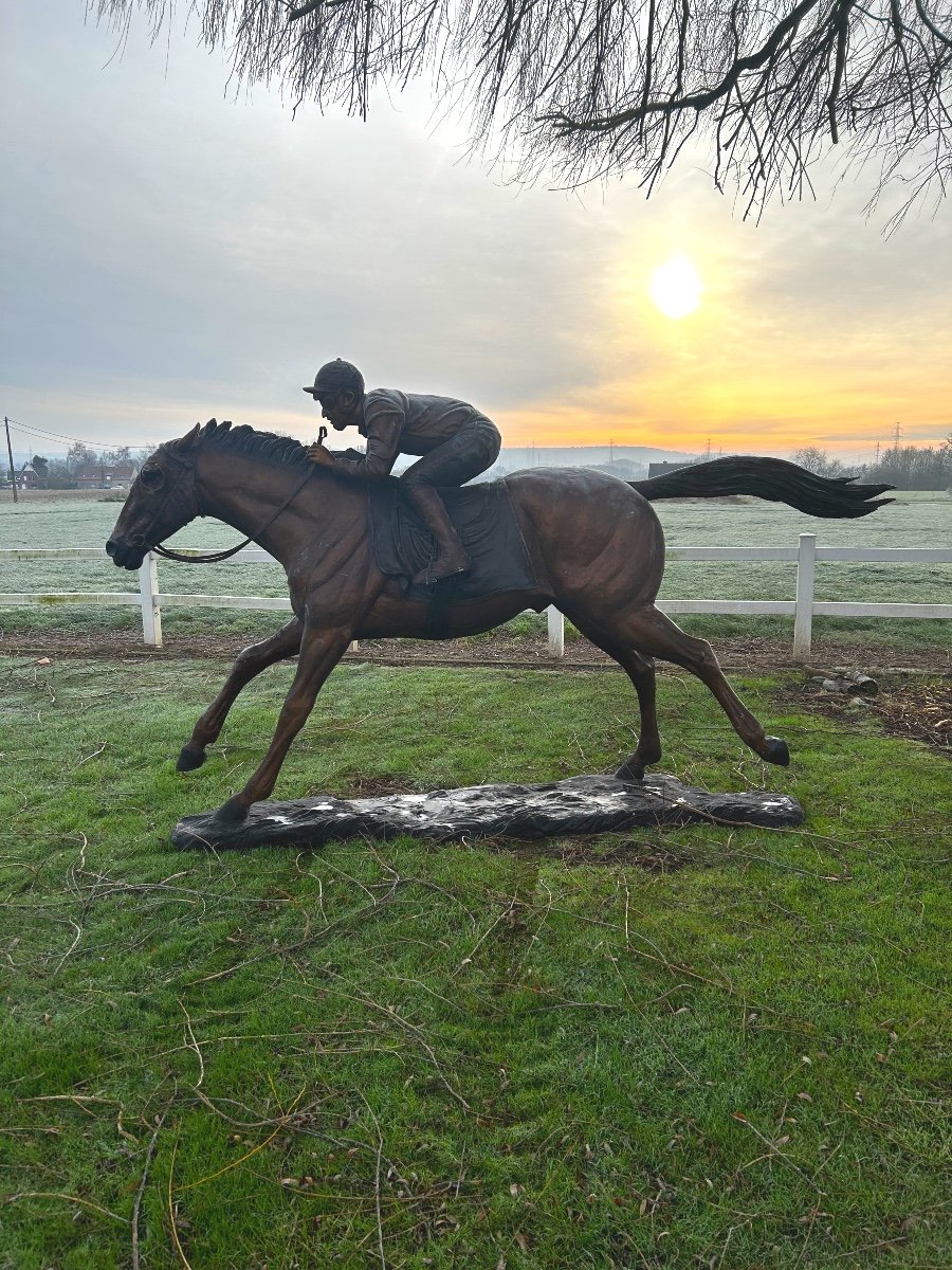  A 20th Century Bronze The Great Jockey Sig Ch Valton As A Mourner Patina