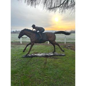  A 20th Century Bronze The Great Jockey Sig Ch Valton As A Mourner Patina