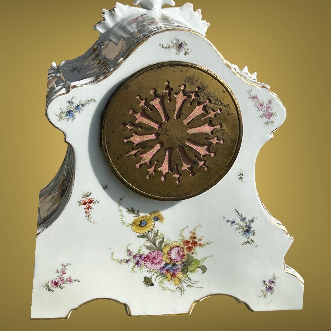 Antique Dresden Porcelain Table Pendulum Clock! Nineteenth Century-photo-4