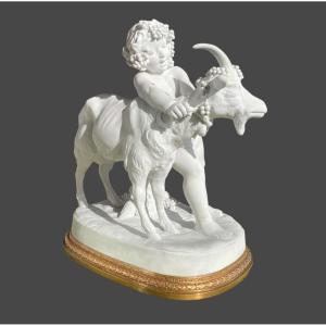 Porcelain Biscuit Sculpture Bacchus Or Dionysus, God Of Wine France 19th Century