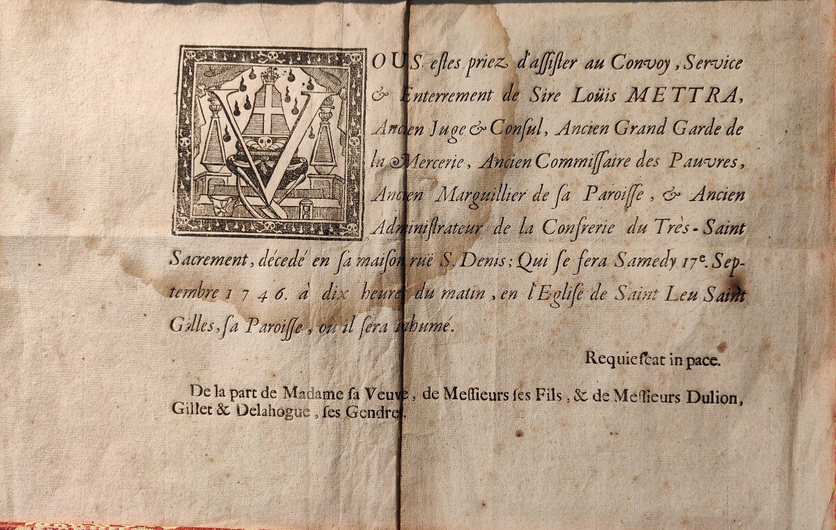 Burial Note Or Death Placard 1746-photo-4