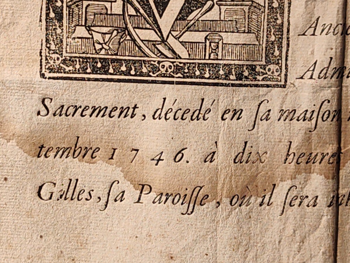 Burial Note Or Death Placard 1746-photo-2