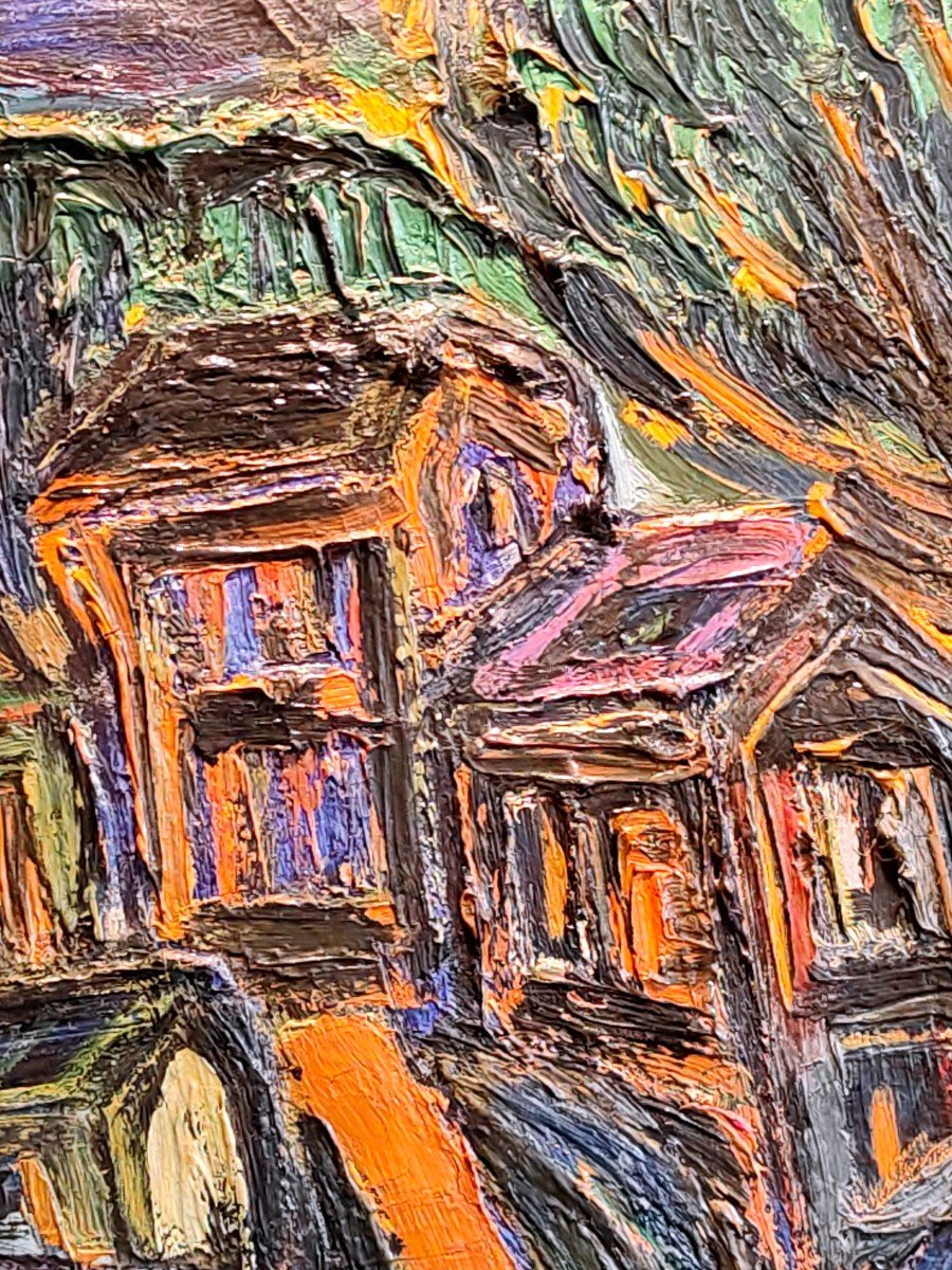 Village Painting By Jacques Chevalier Between Figuration And Abstraction 1954 Format!-photo-5