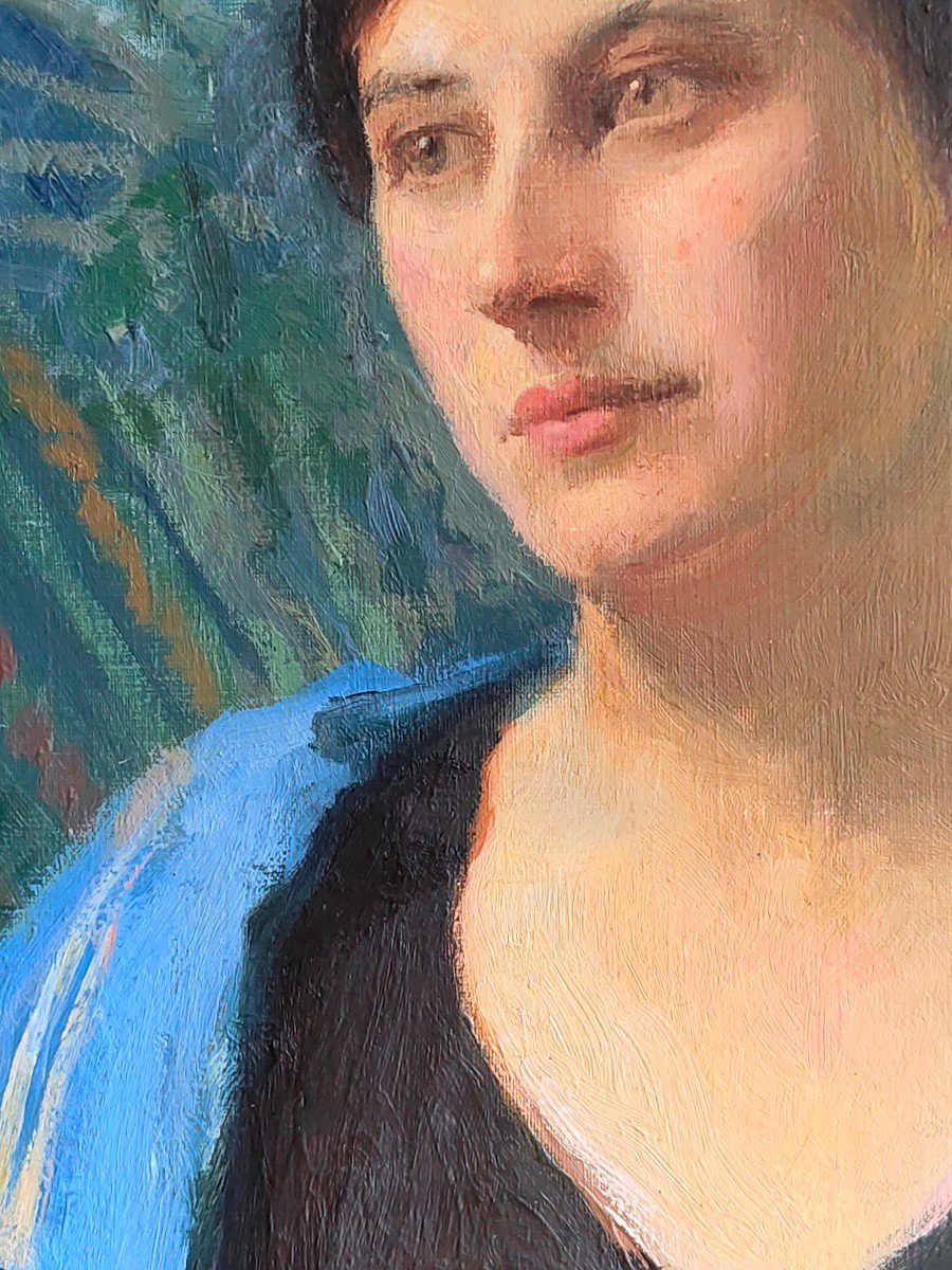 Tableau Portrait De Femme Par Miguel Del Pino Sarda 1927 Qualité-photo-4