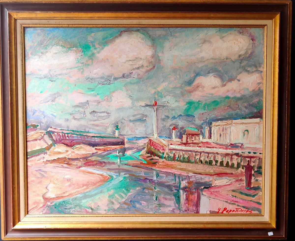 Painting The Port Of Deauville Trouville By The Student Of Othon Friesz, Georges Papandreou-photo-2