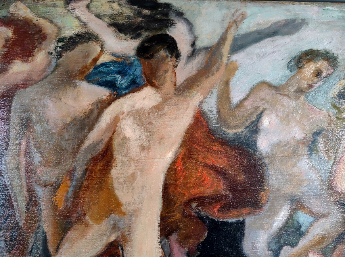 Tableau Scène Allégorique " Rythme Joyeux" 1929 Colette Roche -photo-2