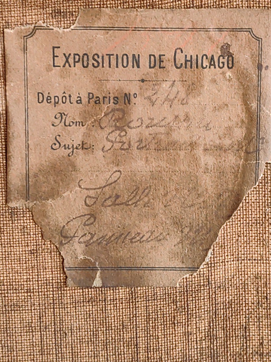 Tableau Autoportrait par Georges Roussin 1899 Exposition Chicago et photos d'atelier originale-photo-5