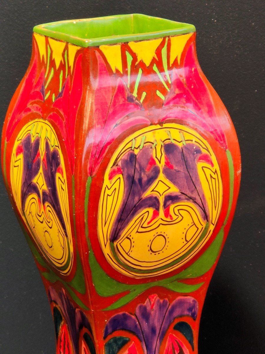 Large Art Nouveau Vase Manufacture Zuid Holland Gouda -photo-3