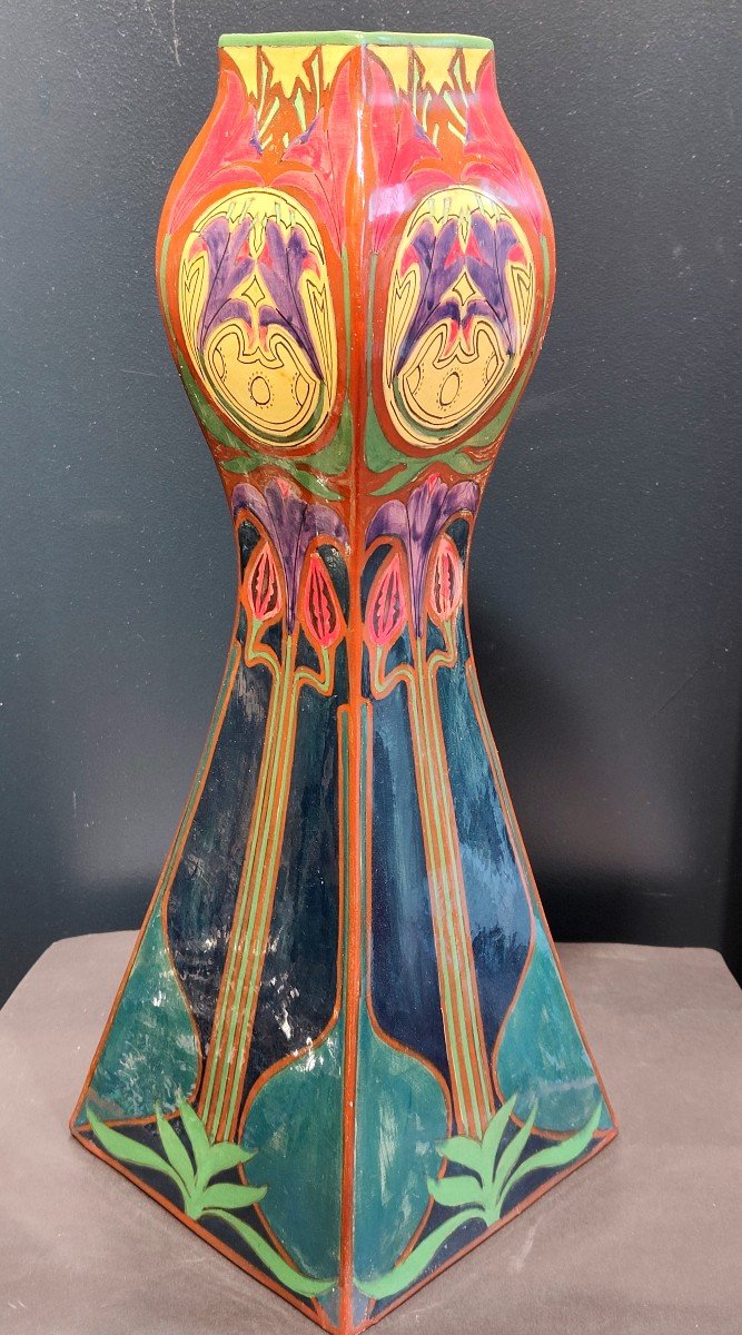 Large Art Nouveau Vase Manufacture Zuid Holland Gouda 