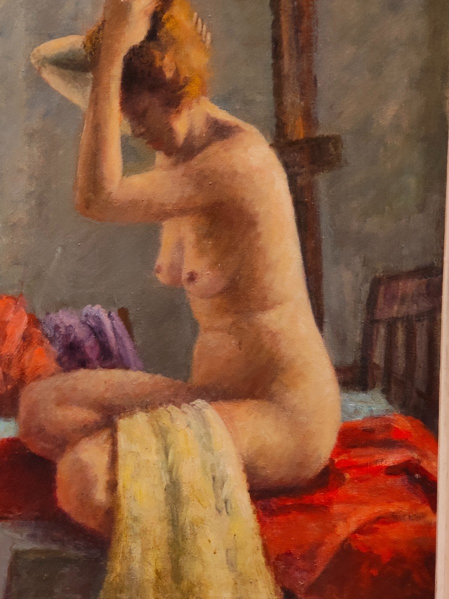 Tableau Femme à La Toilette Par Salpi Miriam Mavian Peintre Américain-photo-2