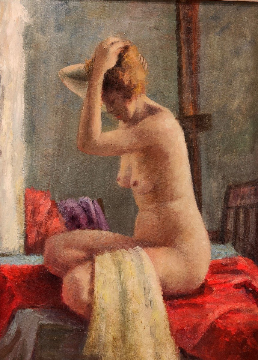 Tableau Femme à La Toilette Par Salpi Miriam Mavian Peintre Américain