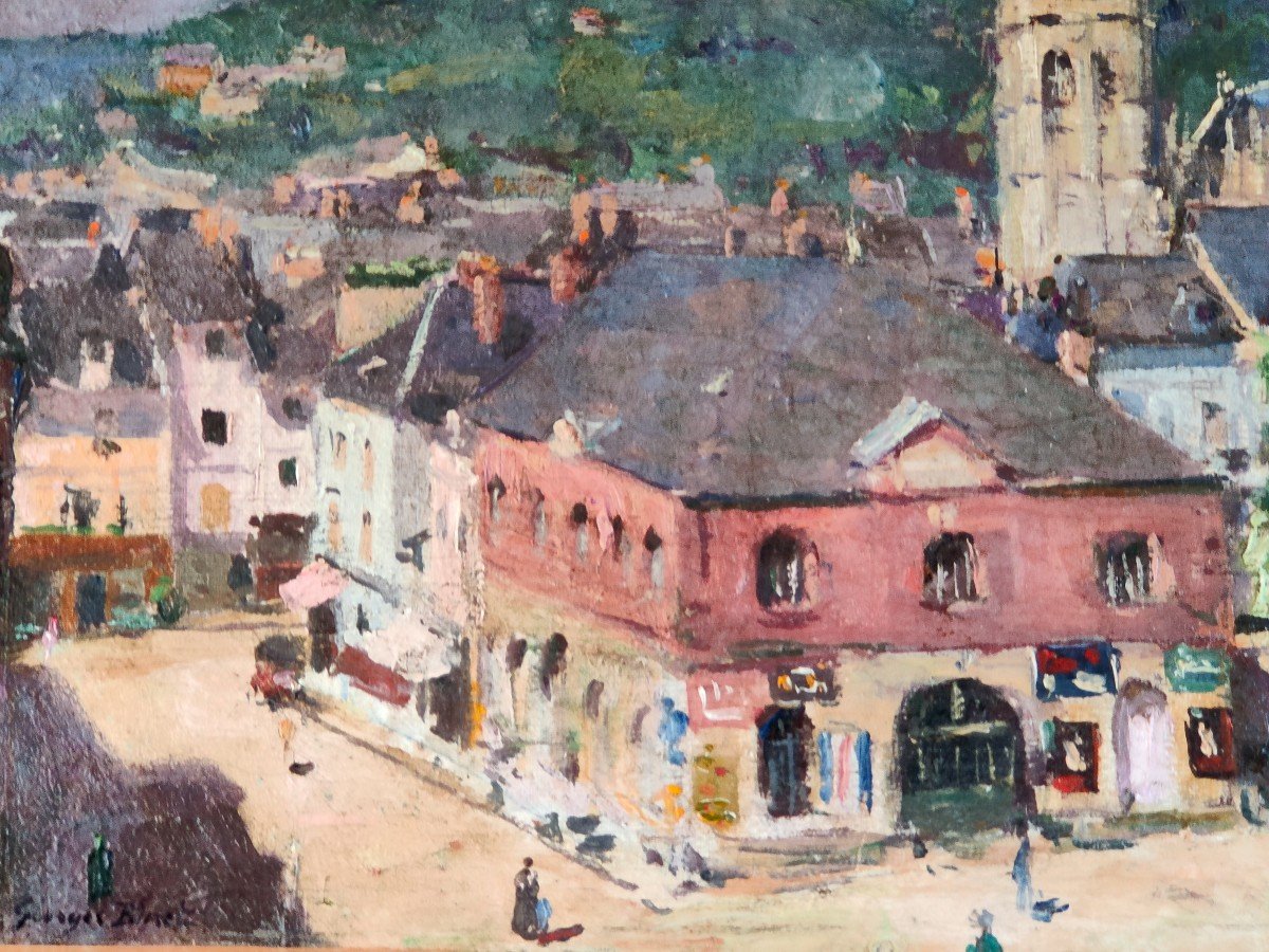 Painting Of A Village On The Banks Of The Seine Caudebec En Caux? Georges Binet-photo-3