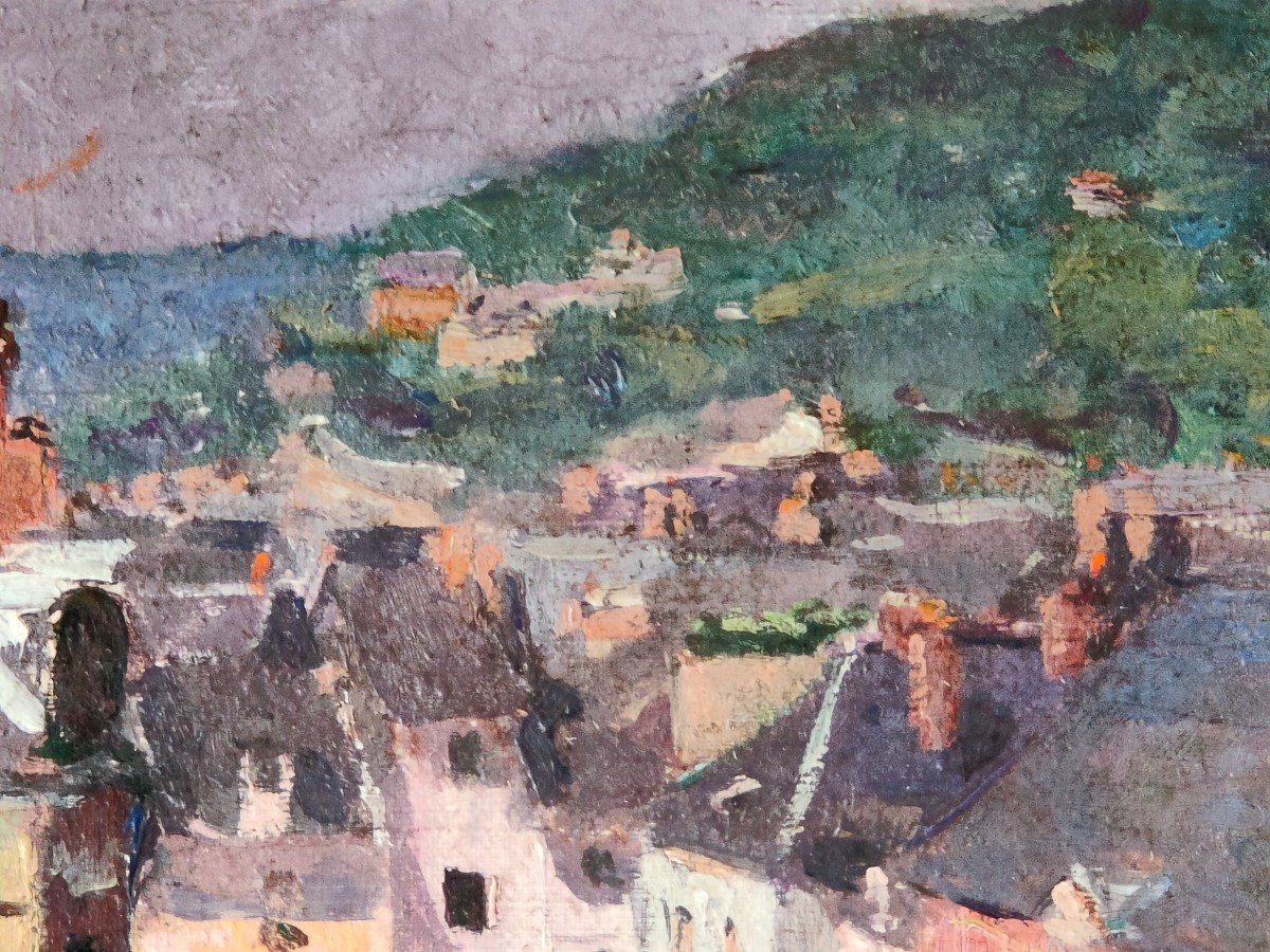 Painting Of A Village On The Banks Of The Seine Caudebec En Caux? Georges Binet-photo-4