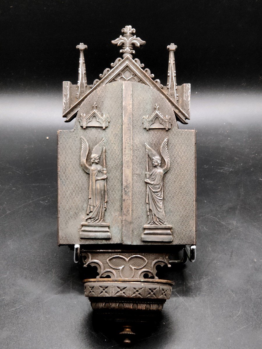 19th Century Bronze Triptych Reliquary-photo-3