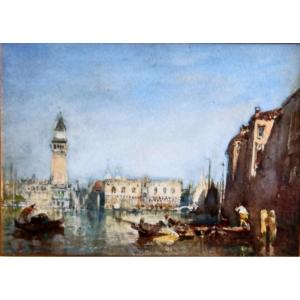 Original Watercolor Venice, The Lagoon By Félix Ziem 1821 - 1911