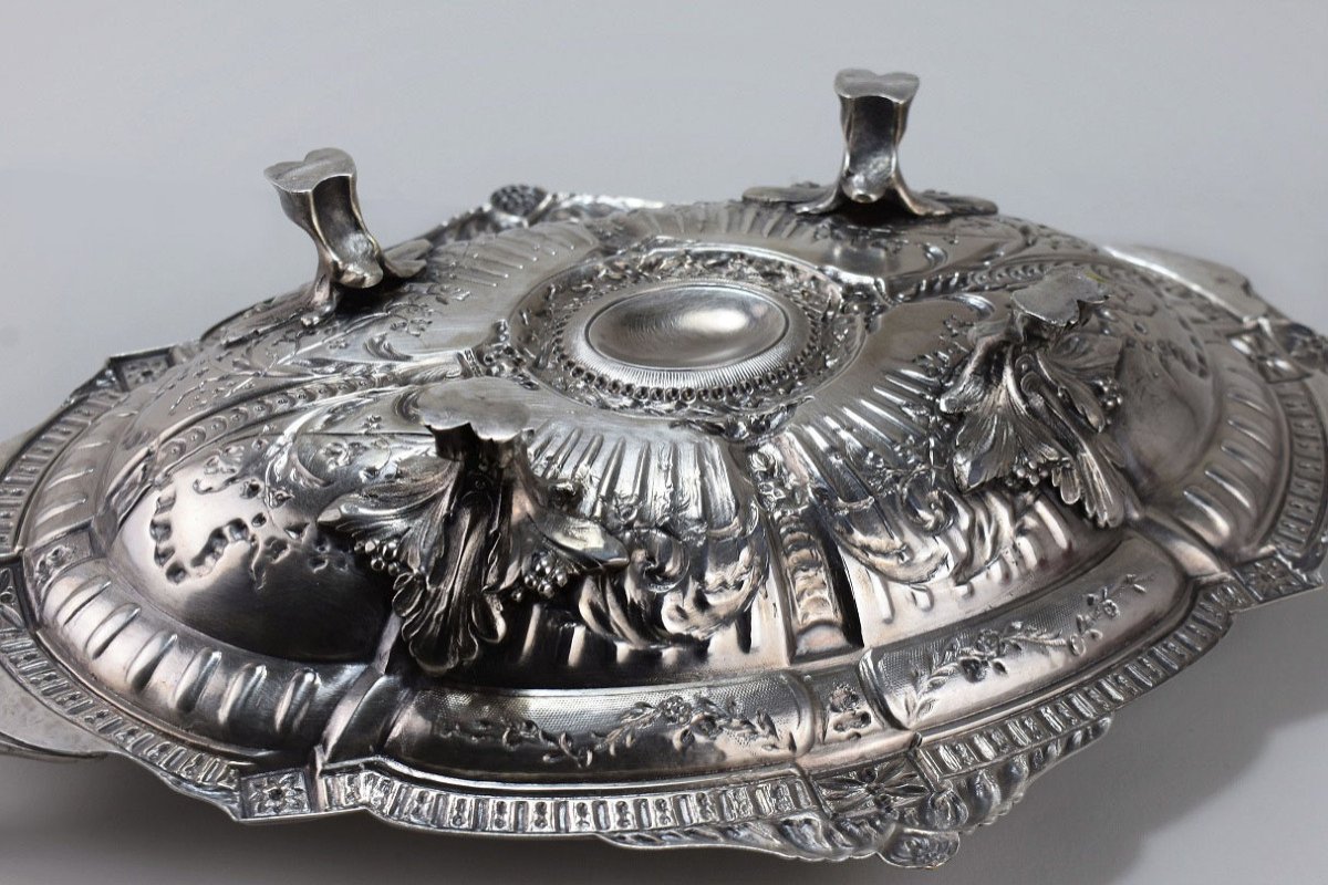 Large Dish In Silver Metal. XIX Th-photo-8