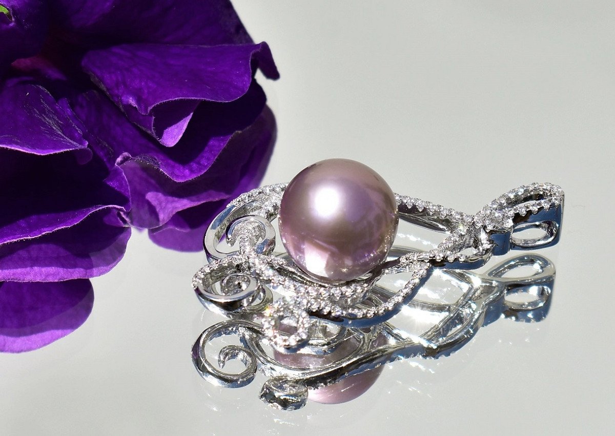 Large Silver And Pearl Pendant