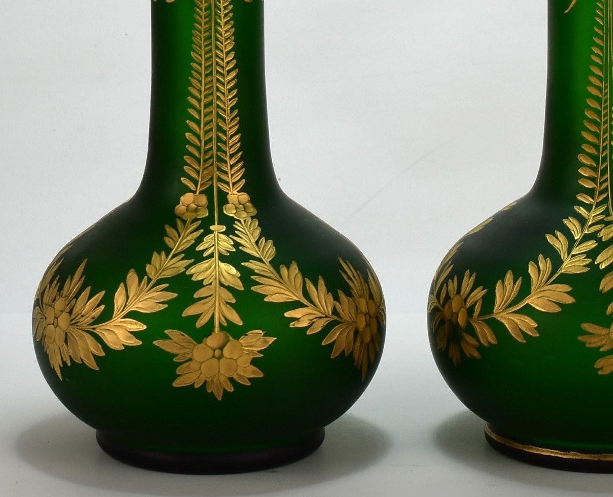 Pair Of Satin Glass Vases. Montjoye-photo-2