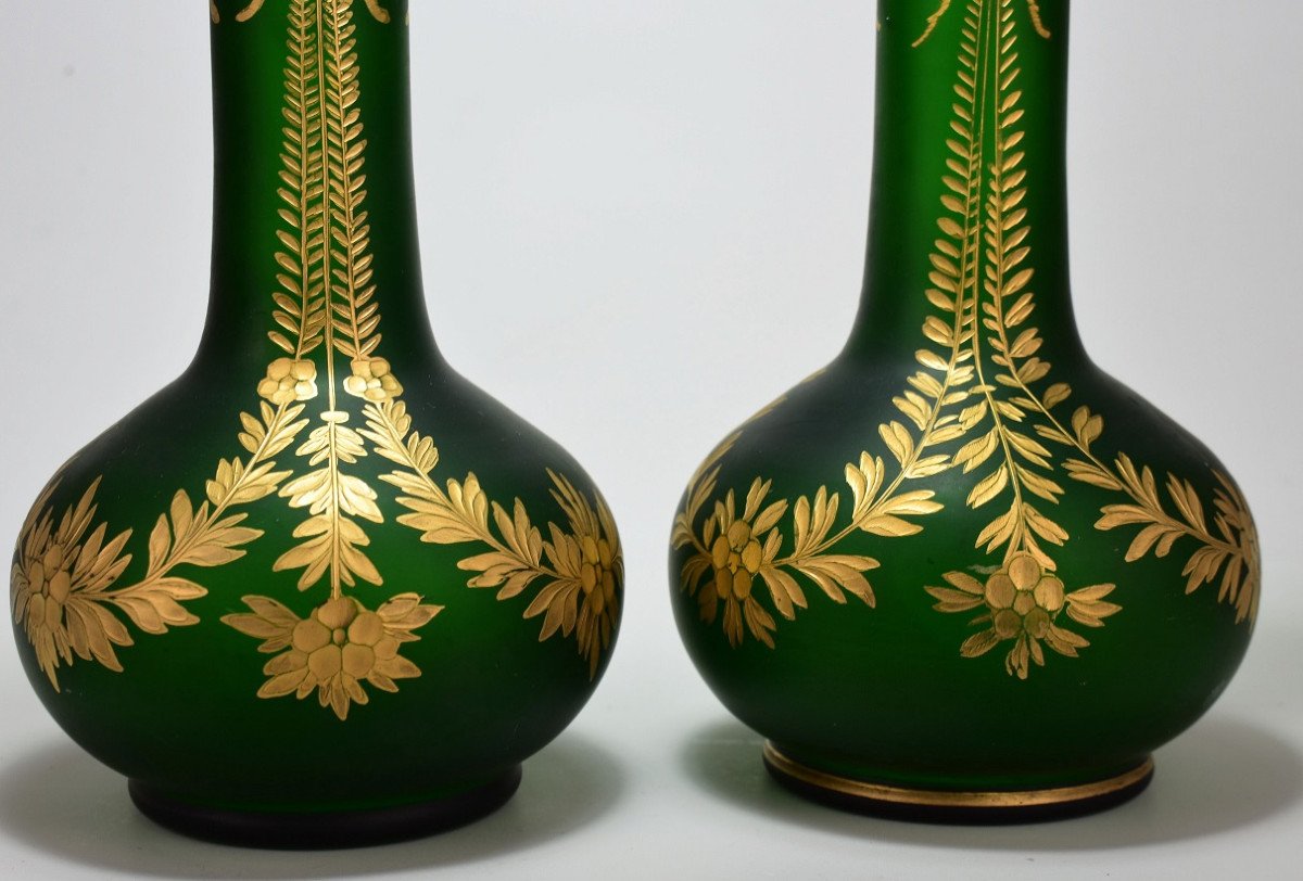 Pair Of Satin Glass Vases. Montjoye-photo-1