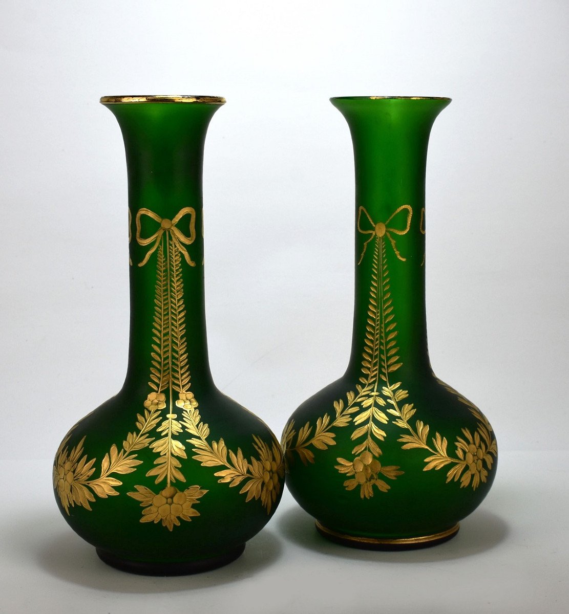 Pair Of Satin Glass Vases. Montjoye