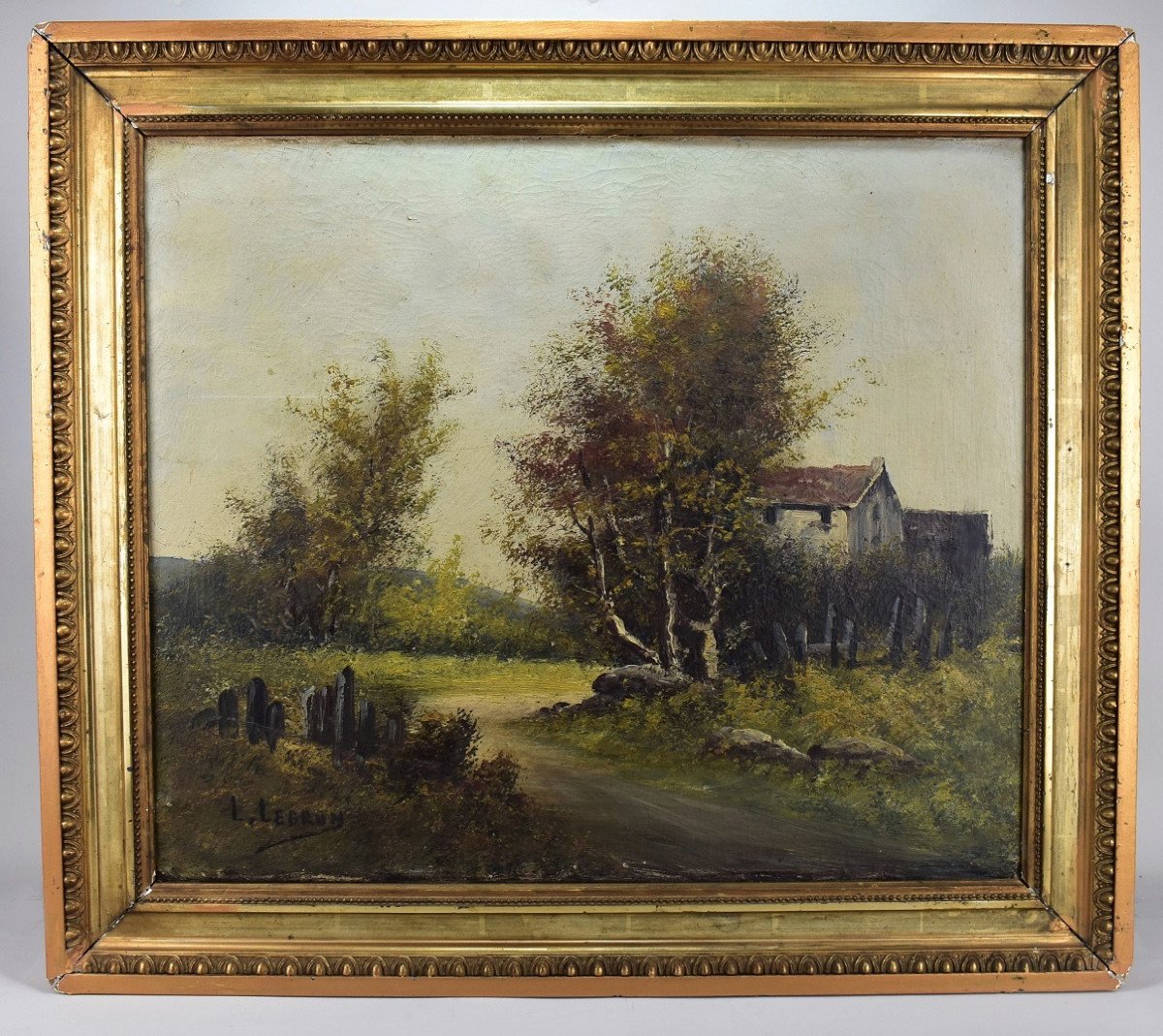 Landscape Oil On Canvas. Louis Lebrun. Late 19th