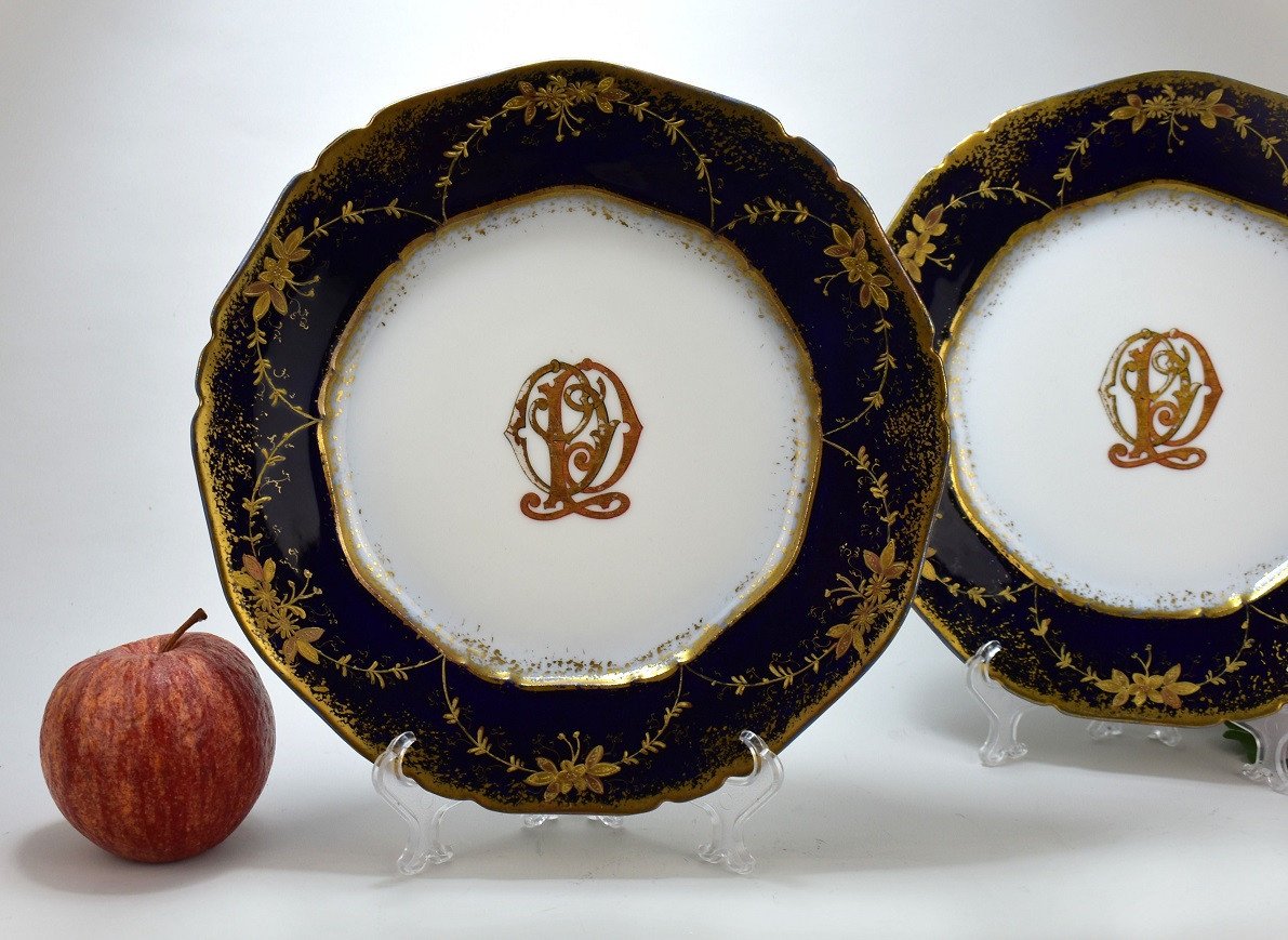 Paire d'Assiette En Porcelaine De Limoges. Fin 19ème-photo-3