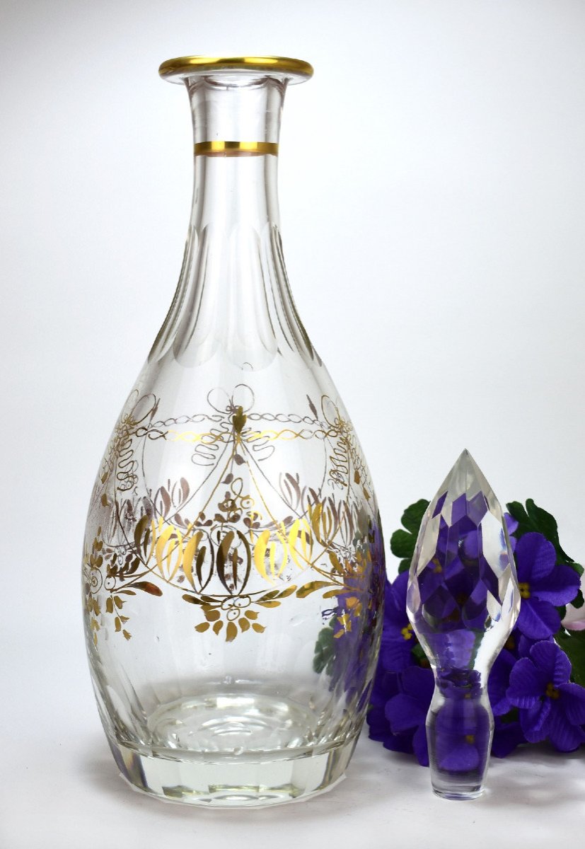 Grand Carafe  En Cristal Doré. Baccarat XIXème-photo-2