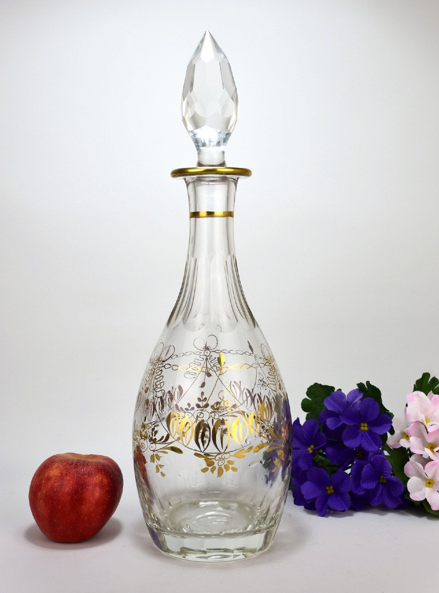 Grand Carafe  En Cristal Doré. Baccarat XIXème-photo-4