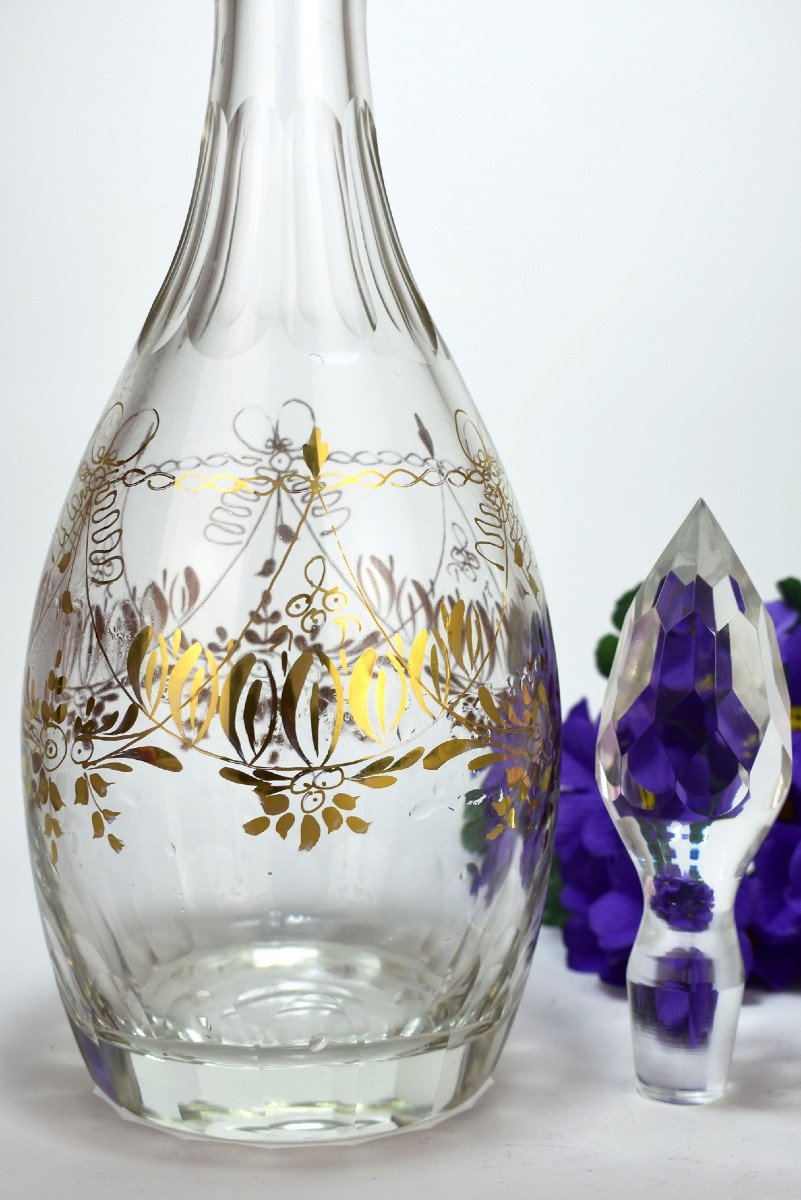 Grand Carafe  En Cristal Doré. Baccarat XIXème-photo-1