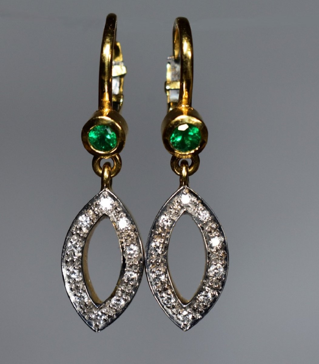 Gold Emerald Diamond Earrings-photo-1