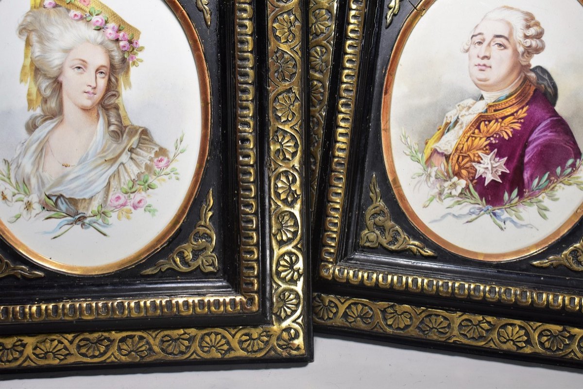 Pair Of Faience Plate Marie-antoinette And Louis XVI 19th-photo-4