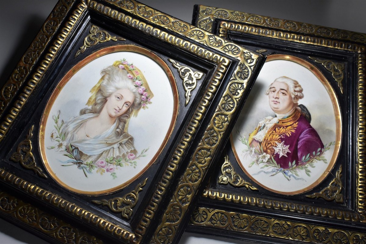 Pair Of Faience Plate Marie-antoinette And Louis XVI 19th-photo-7