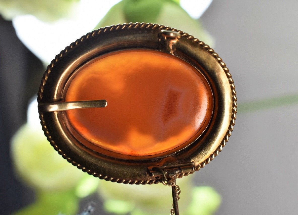 Cameo Brooch On Carnelian And Gold. Mid 19th Century-photo-7