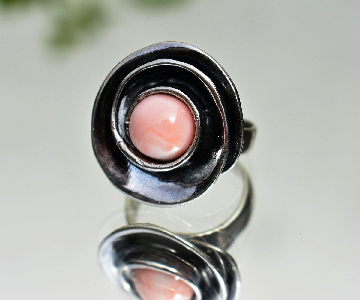 Bague Corail  Et Argent -photo-4