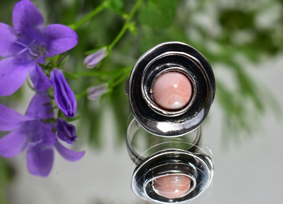 Coral And Silver Ring