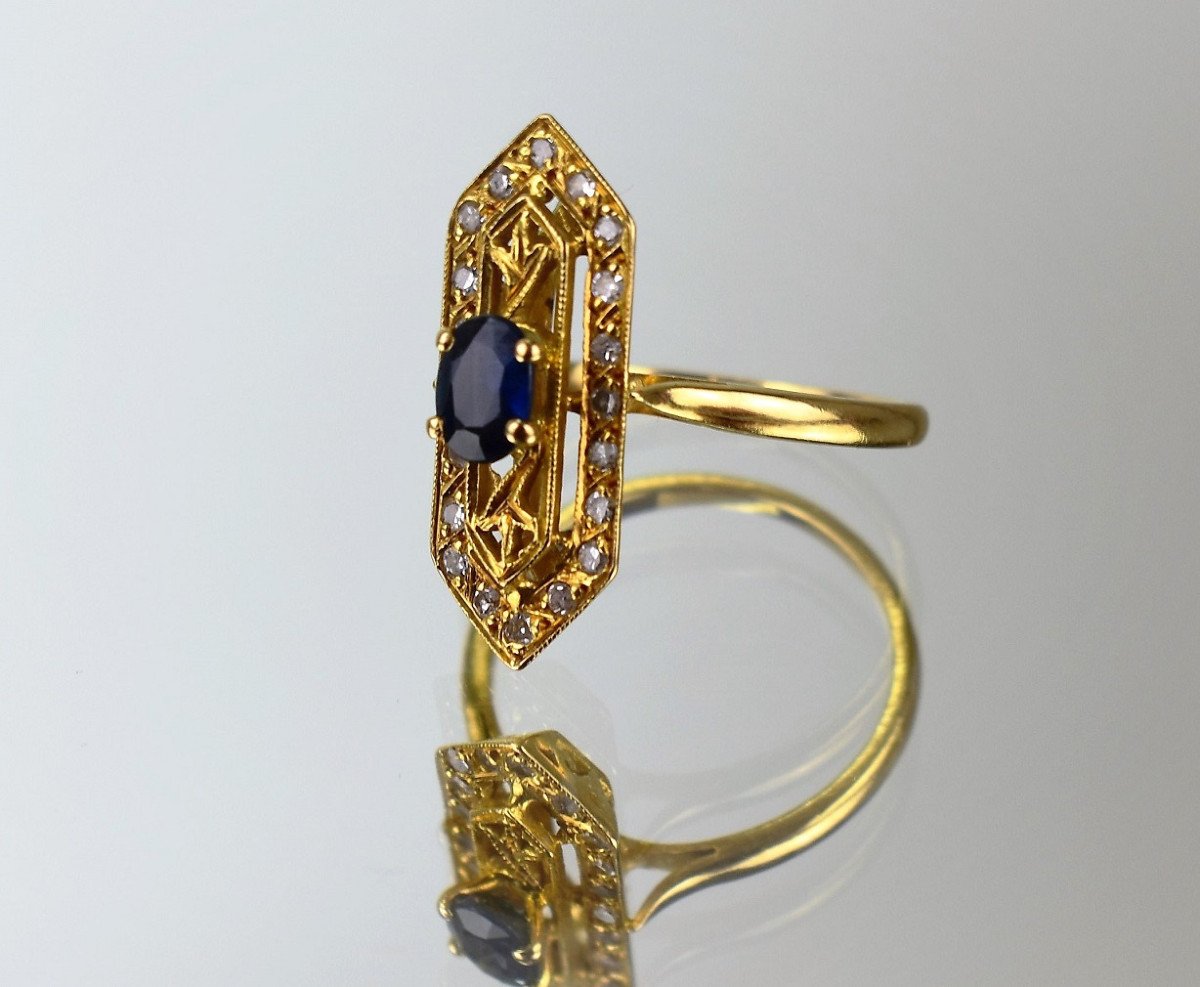 Gold Ring With Sapphire And Diamonds-photo-2