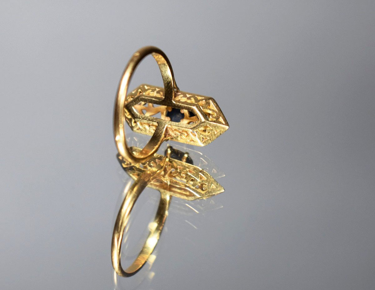 Gold Ring With Sapphire And Diamonds-photo-4