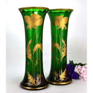 Paire De Grands Vases En Cristal De Saint Louis