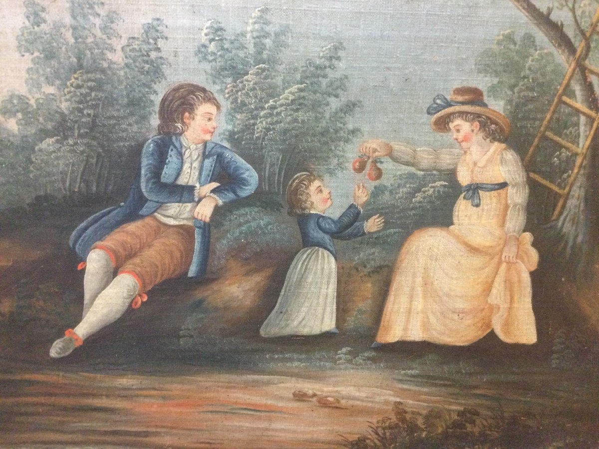 Animated Country Scene, Oil On Canvas, 18th Century-photo-2