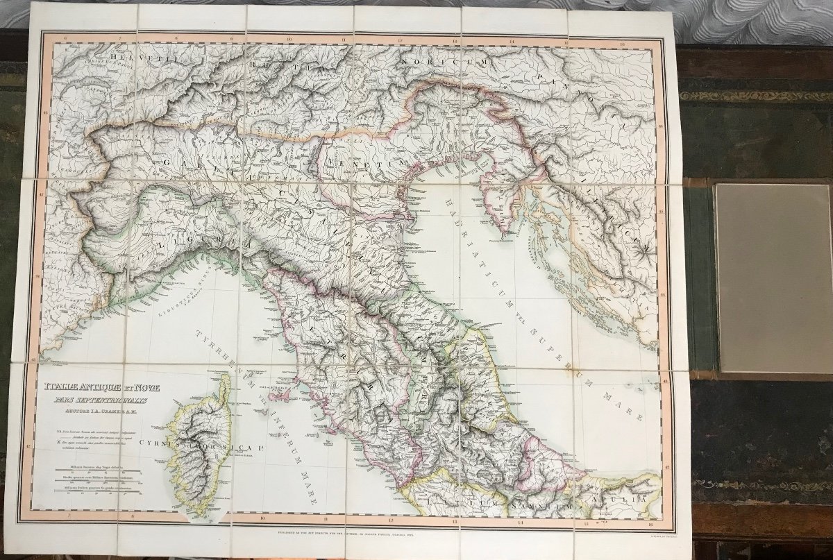 Carte d'Italie, Italia Antiquae Et Novae, Par Cramer, 1825