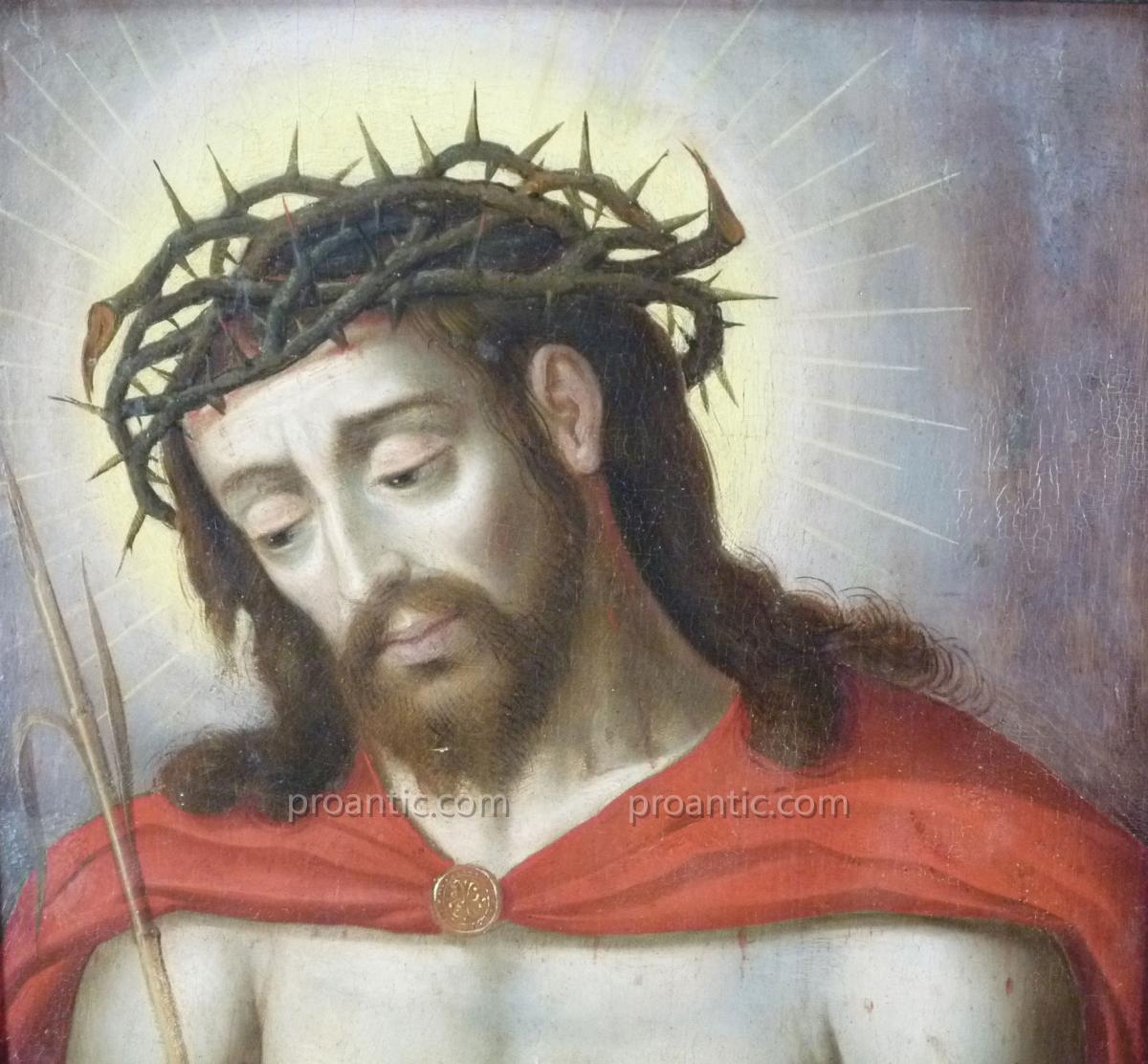 Ecce Homo, Christ Aux Liens, peinture 17ème Siècle-photo-2