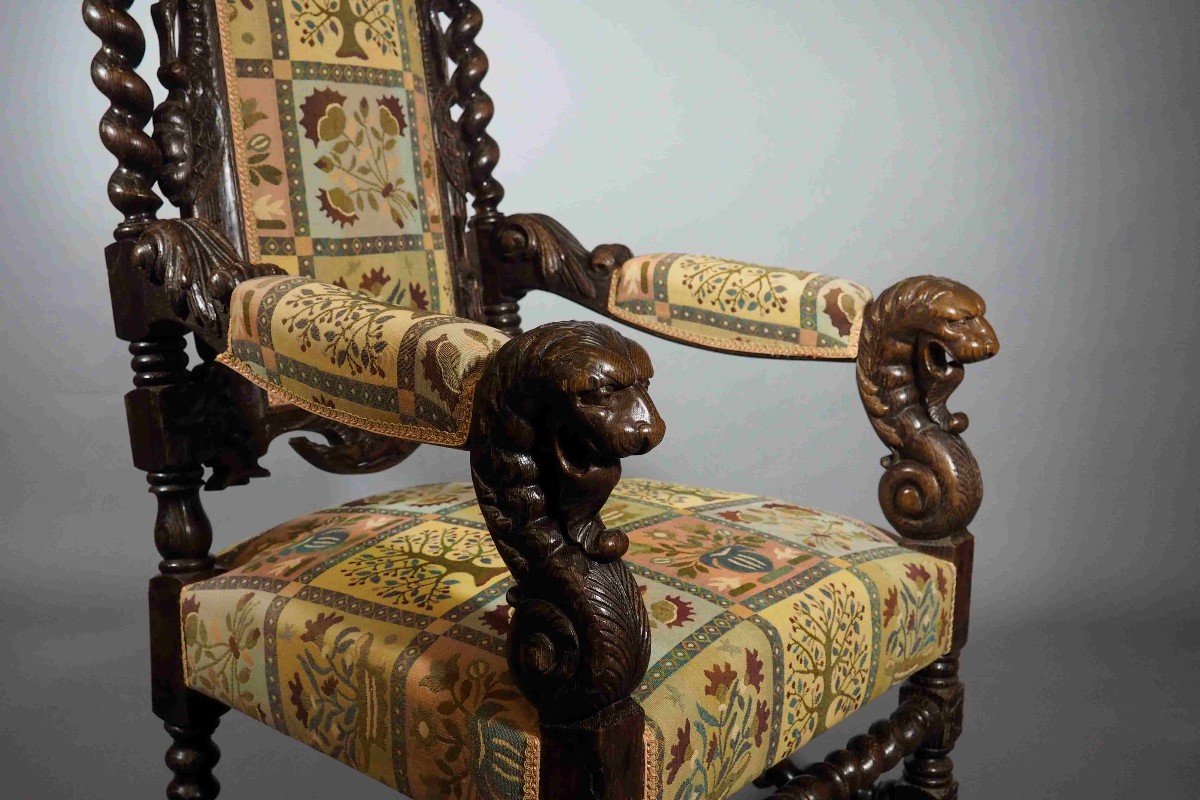 Pair Of Late 19th Century Renaissance Style Ceremonial Armchairs-photo-5