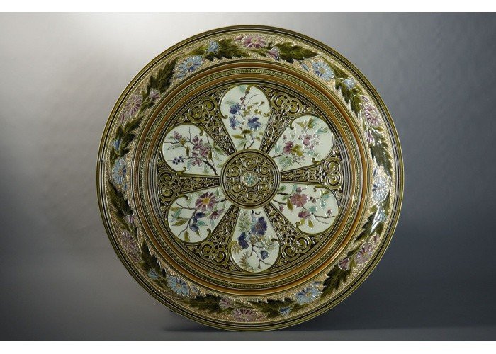 Grand plat décoratif - Allemagne, Mettlach, VILLEROY & BOSCH, 1874 - 1909-photo-2