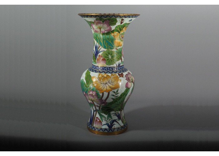 Asie - Grand vase cloisonné polychrome, Vietnam, 1900-photo-2