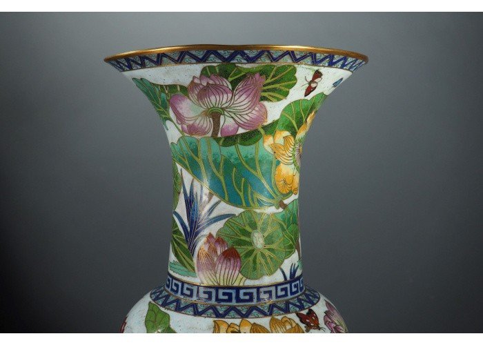 Asie - Grand vase cloisonné polychrome, Vietnam, 1900-photo-3